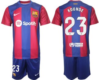 Billiga Fotbollskläder FC Barcelona Hemmatröja Herr 2023-24 tröja set KOUNDE 23