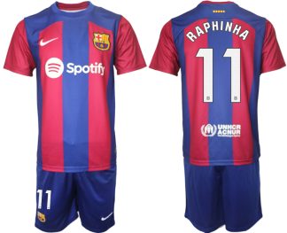 Billiga Fotbollskläder FC Barcelona Hemmatröja Herr 2023-24 tröja set RAPHINHA 11