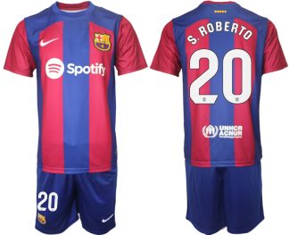 Billiga Fotbollskläder FC Barcelona Hemmatröja Herr 2023-24 tröja set S.ROBERTO 20