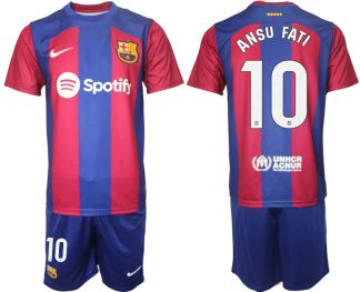 Fotbollströjor Billigt FC Barcelona Hemma tröja Herr 2023-24 med tryck ANSU FATI 10