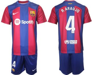 Fotbollströjor Billigt FC Barcelona Hemma tröja Herr 2023-24 med tryck R.ARAUJO 4