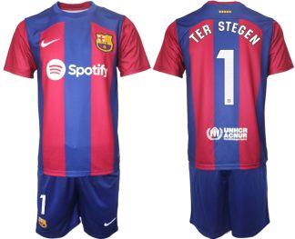 Fotbollströjor Billigt FC Barcelona Hemma tröja Herr 2023-24 med tryck TER STEGEN 1